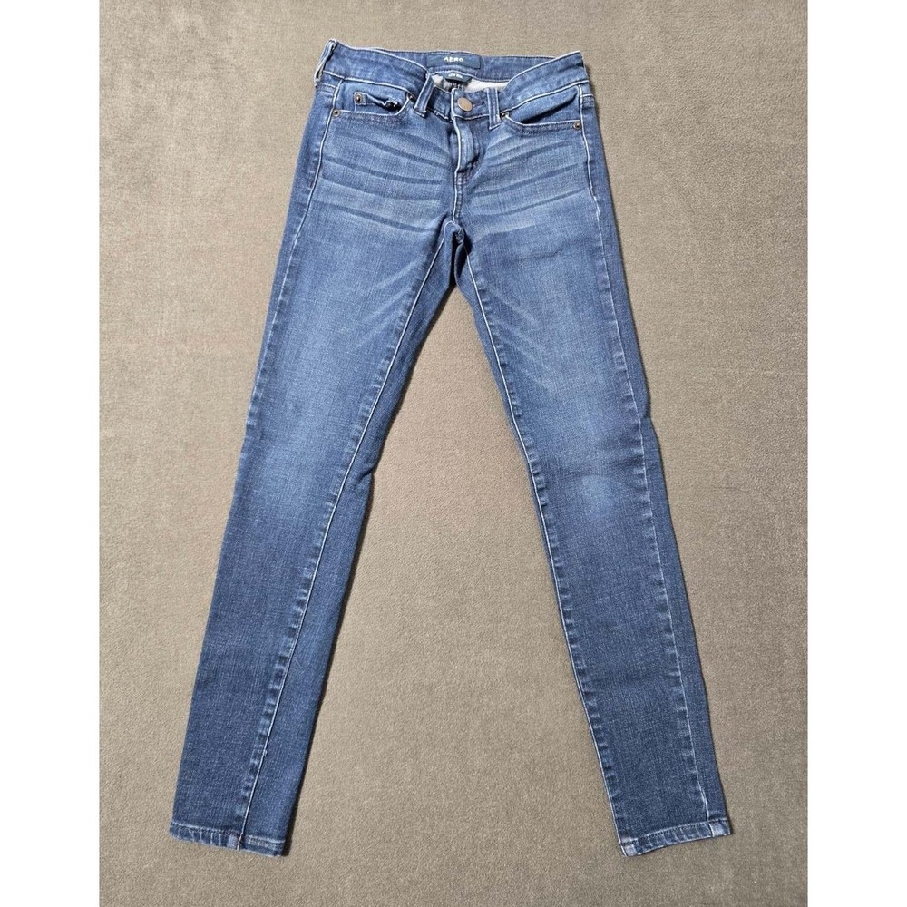 AERO Jeans Women's Blue Denim‎ Skinny Stretch Low Rise Casual Pants Size 00R Y2K
